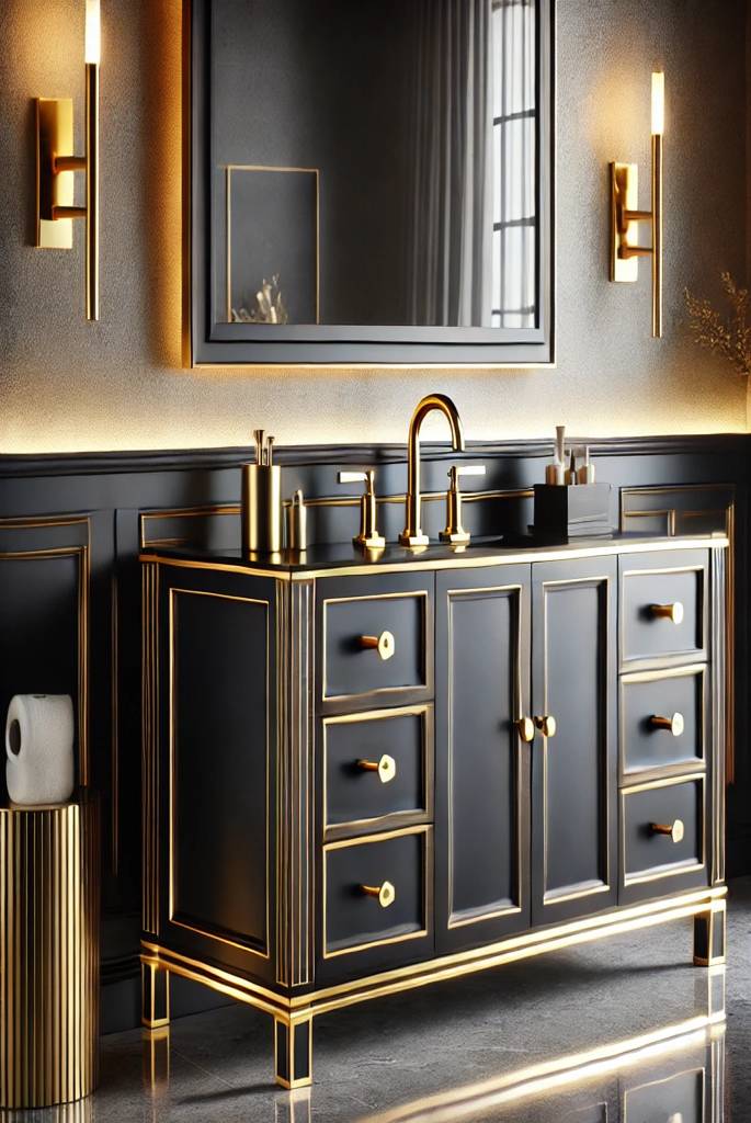 black and gold bathroom