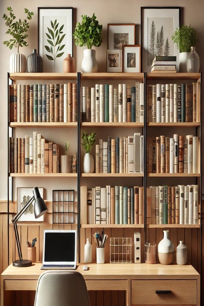 Bookshelves for office background