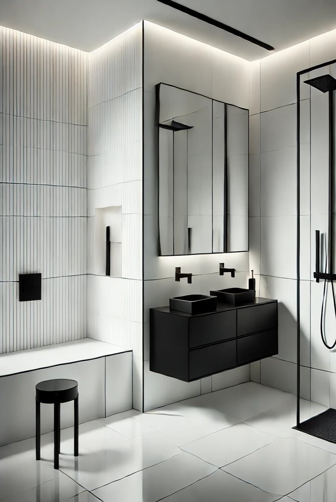 Minimalist Modern Black and White Bathroom