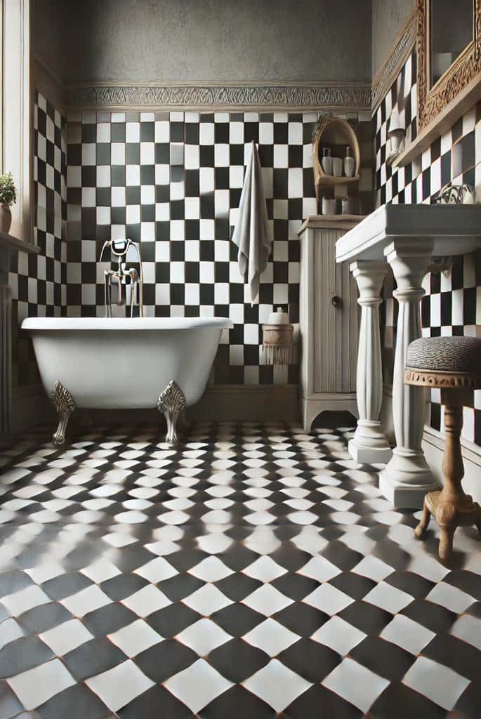 Classic Black and White Checkered Floor