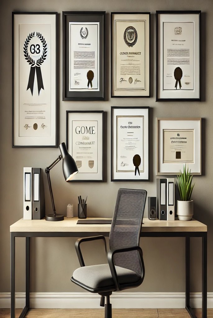 Framed Certificates for home office