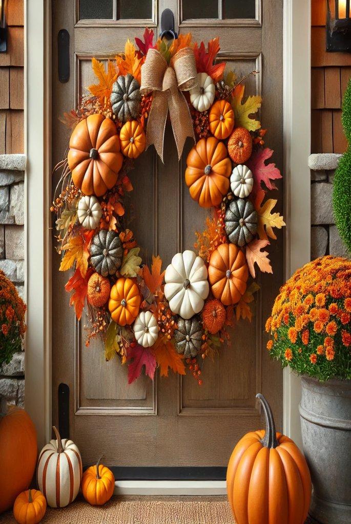 Pumpkin-Themed Door Wreath