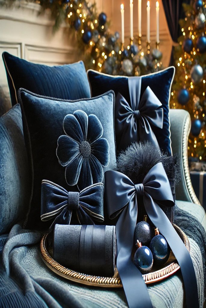 Dark Blue Velvet Decor for christmas