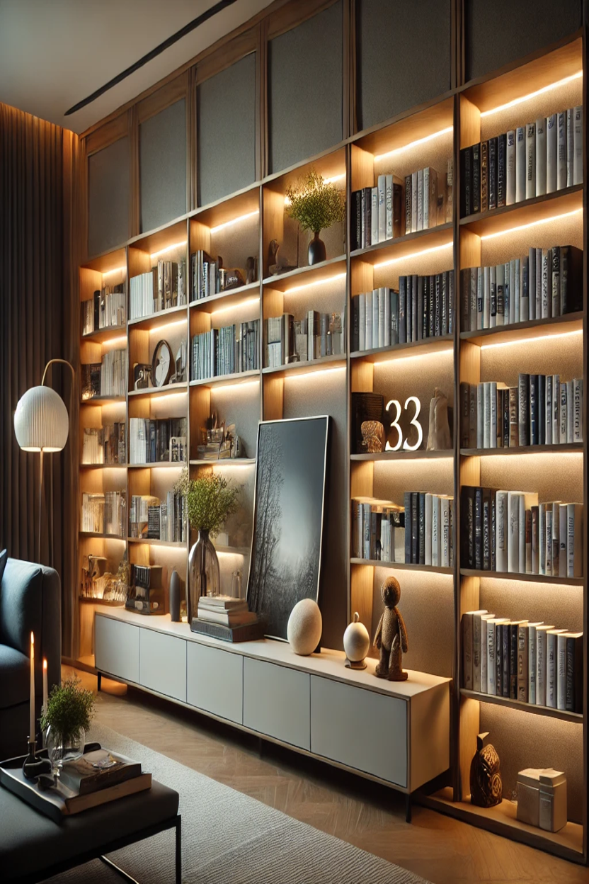 LED strips to illuminate bookcases