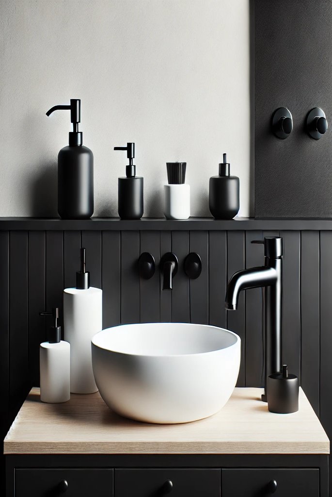 White Sink with Black Accents