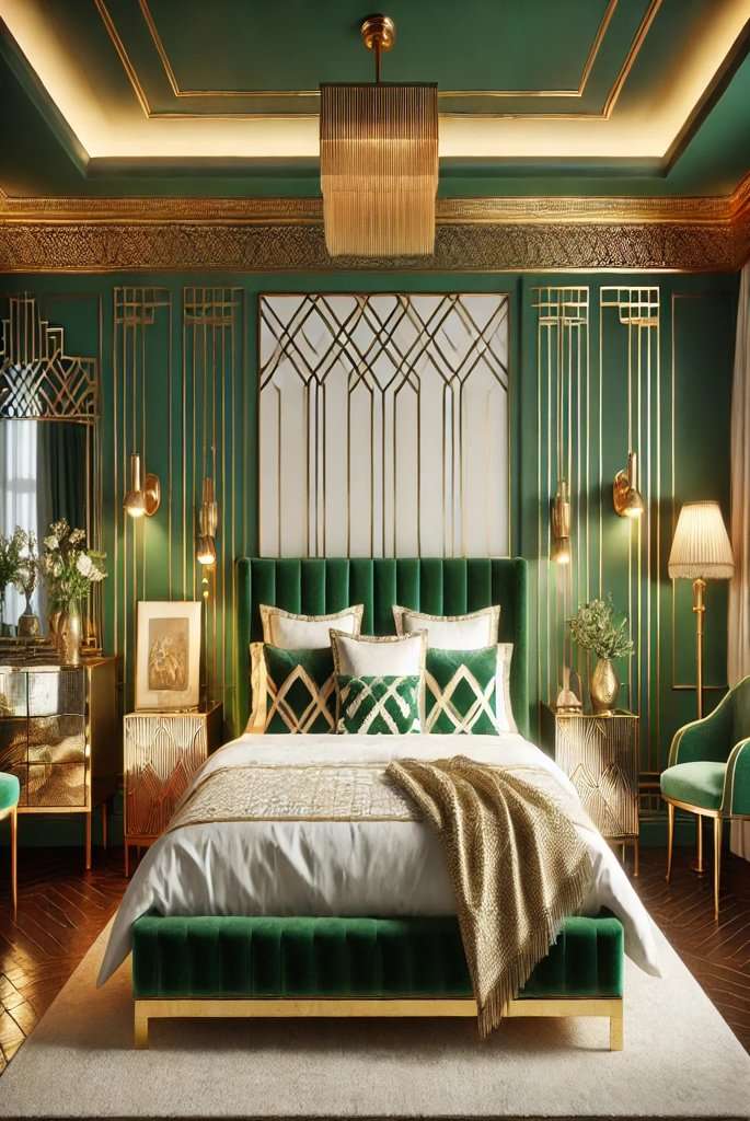 Dark green bedroom