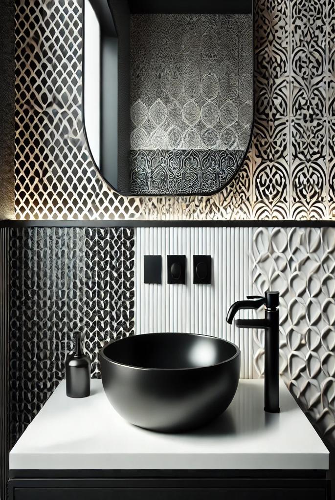 Black Sink with White Backsplash