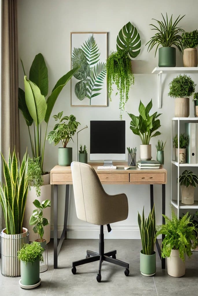 Home Office Background with green setup