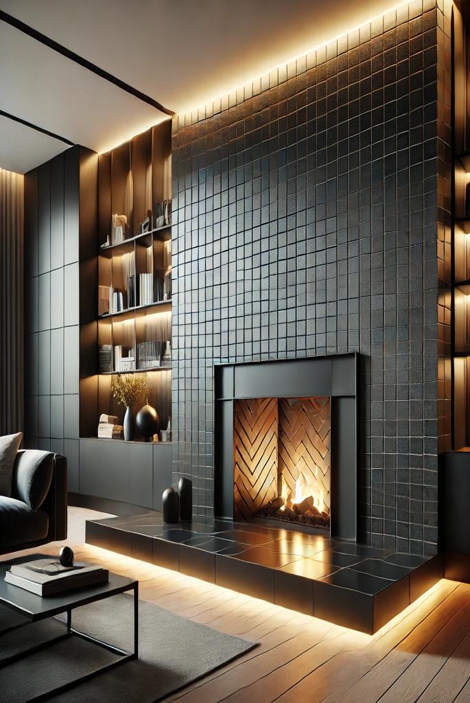 black Tile and Brick Combination