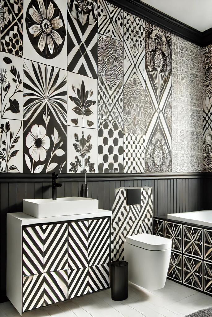 Black and White Wallpaper Accent Wall