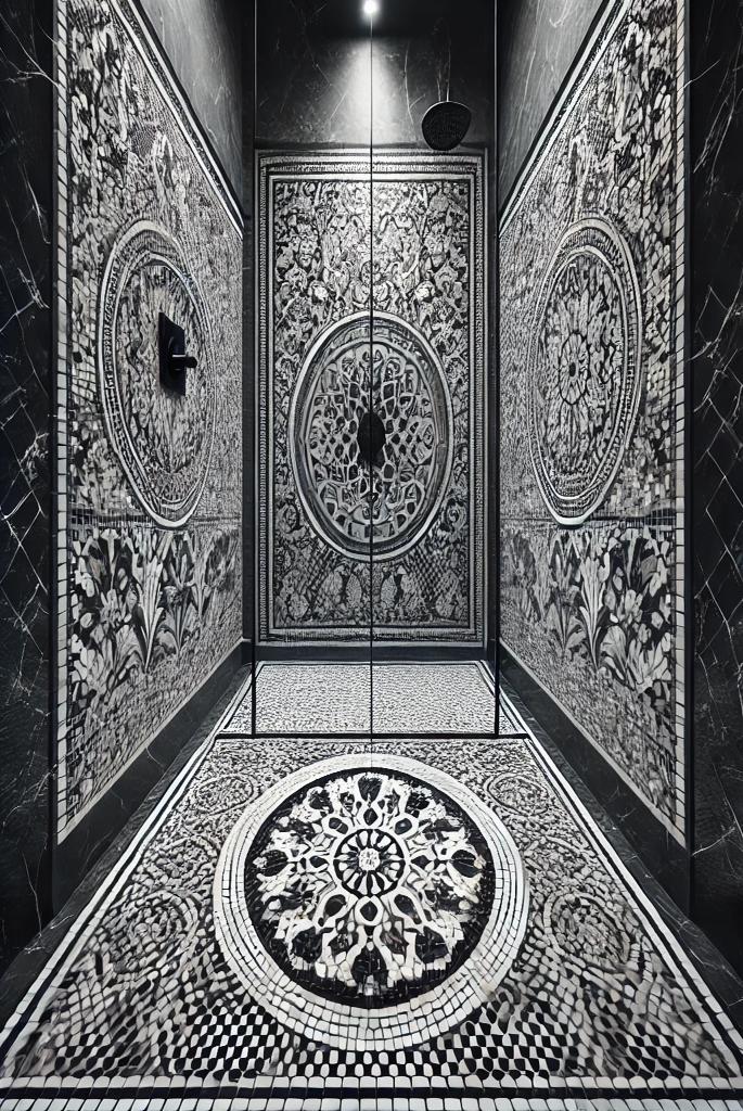 Monochrome Mosaic Shower Floor