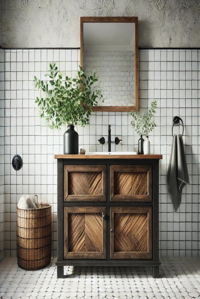 Rustic Black Wood Vanity