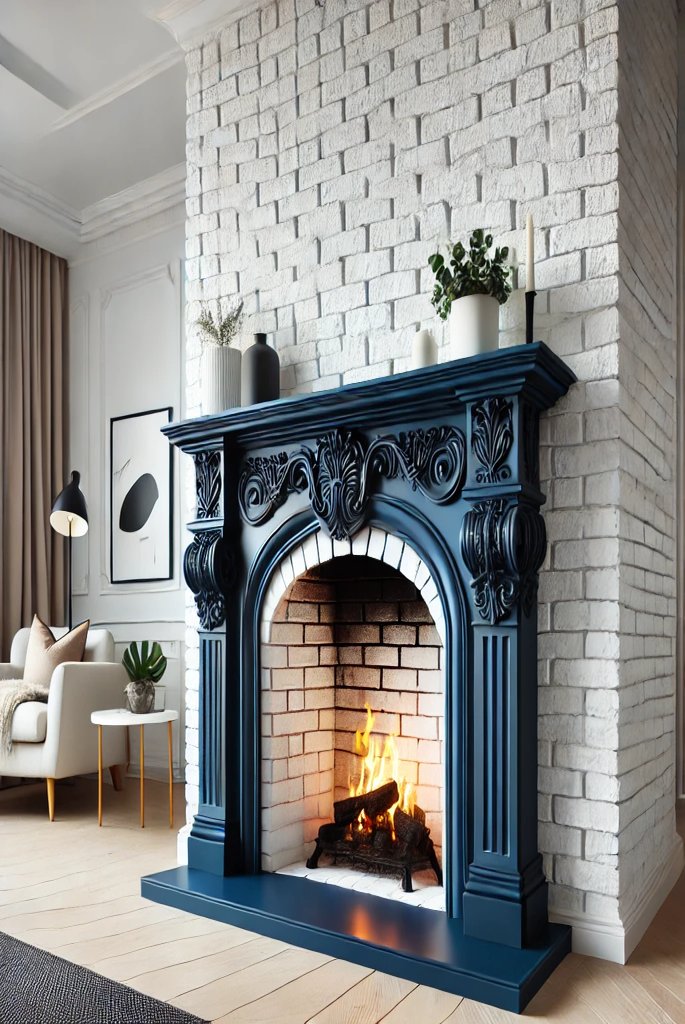 White Brick with a Bold Mantel Color