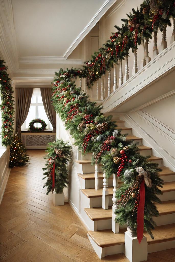 Holiday Garlands Along the Hallway