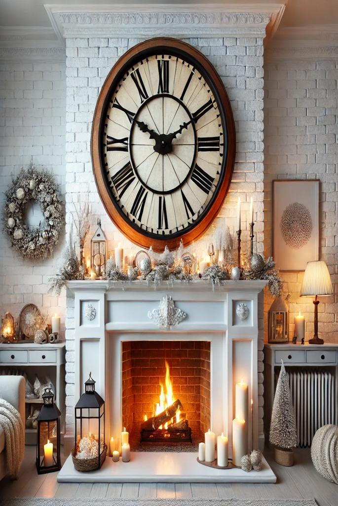 Modern white brick fireplace