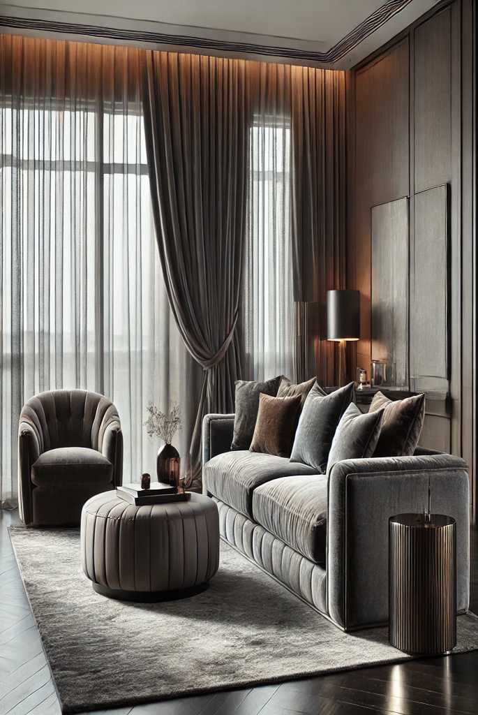 brown and grey living room