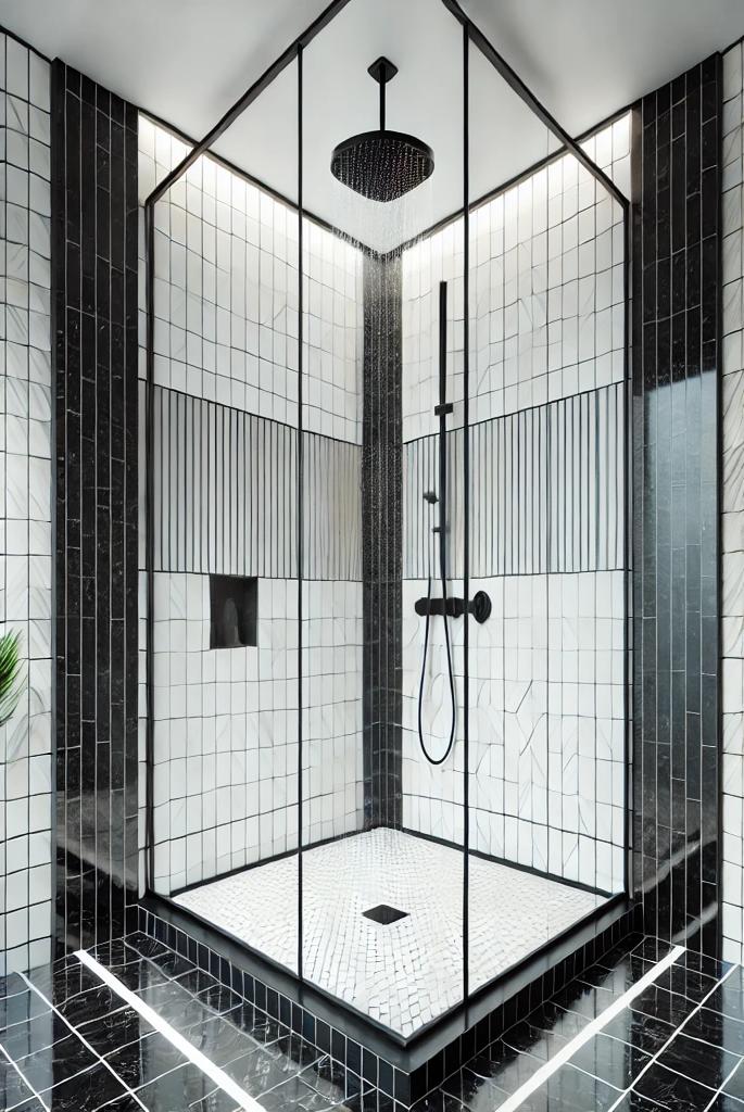 Modern Black and White Shower