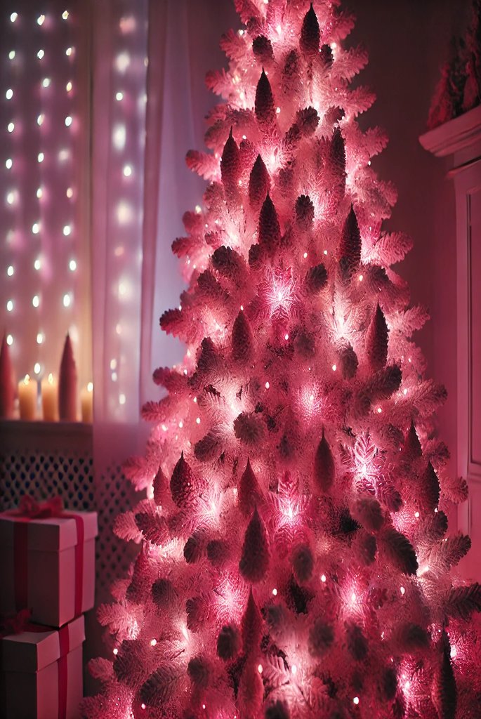 Pink Christmas Tree with Lights