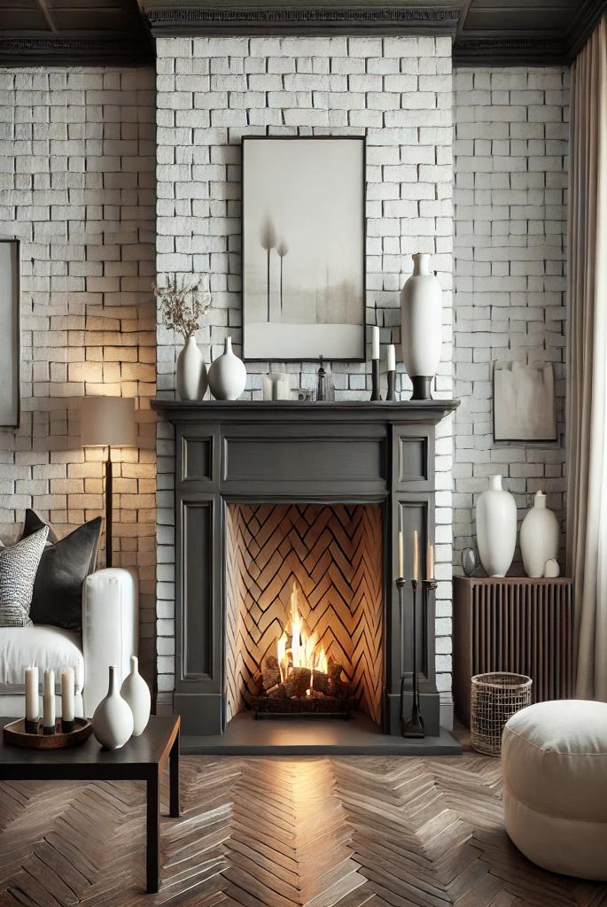 White Brick with Contrasting Mantel