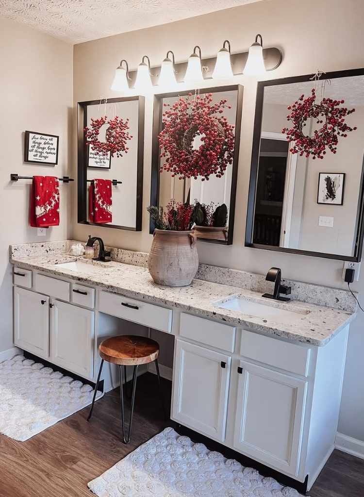 Bright Vanity with Christmas Wreaths