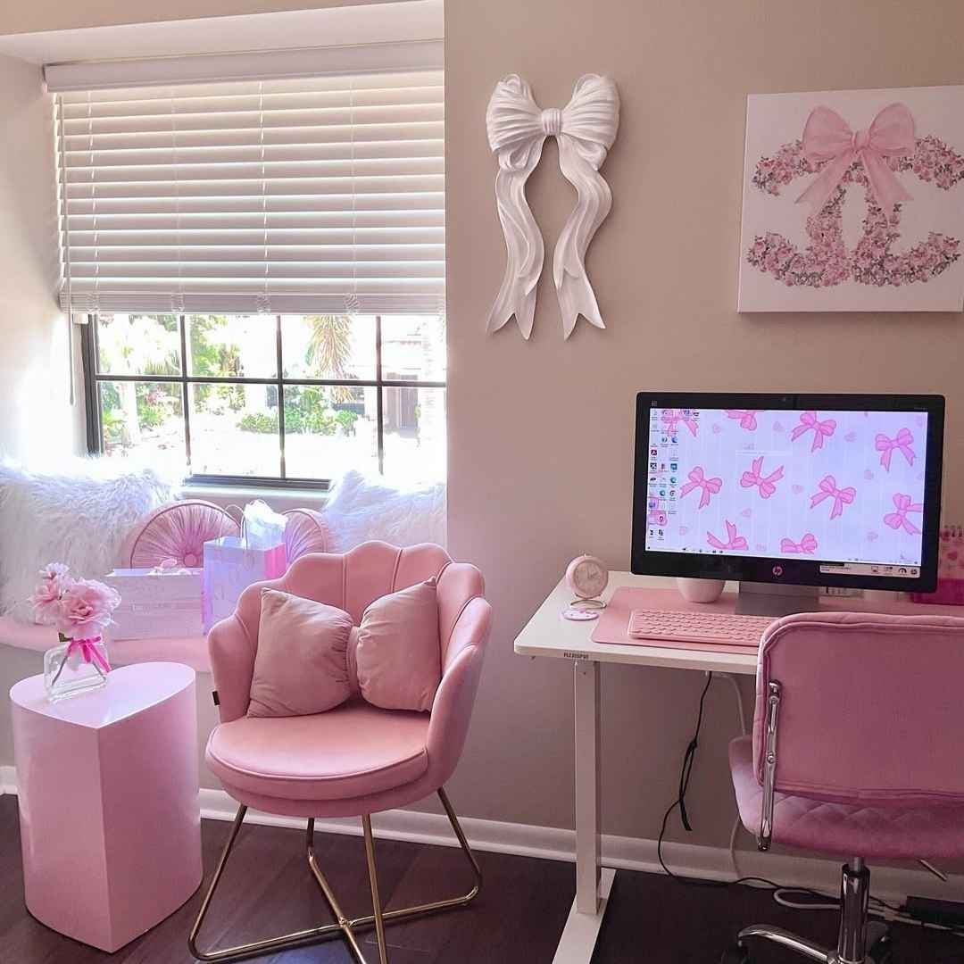 Charming Pink-Themed Home Office