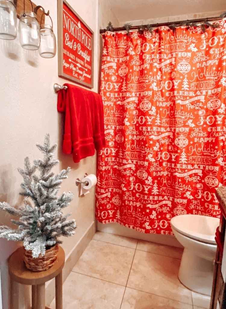 Cheerful Red Christmas Bathroom