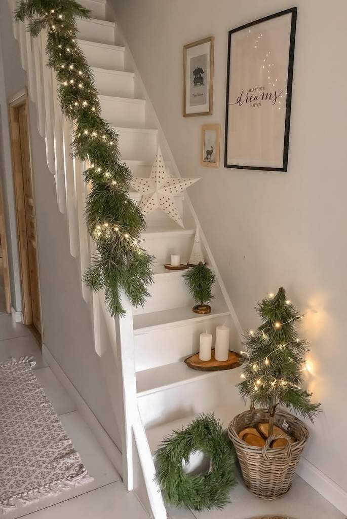 Christmas Stair with Natural Touches