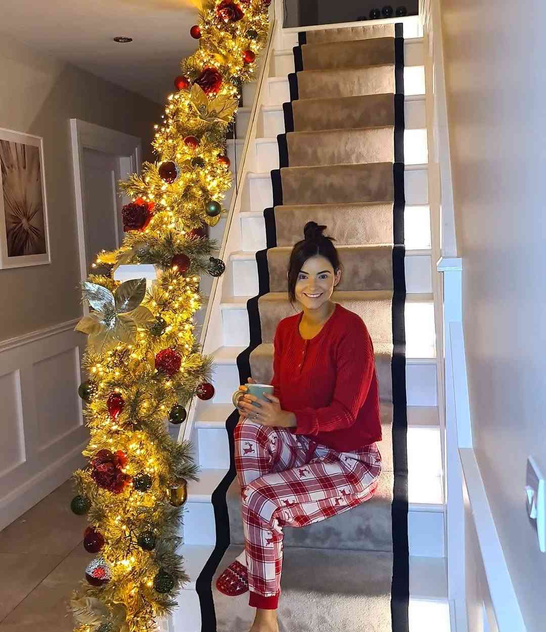 Christmas Stair with Red & Gold Accents