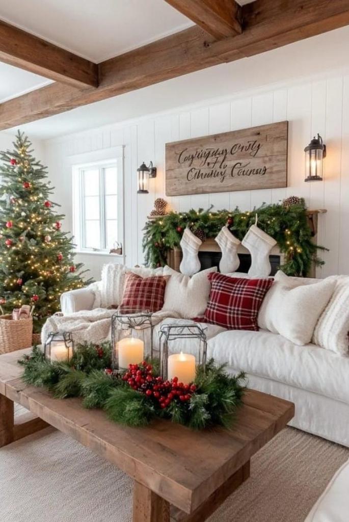 Farmhouse Christmas Mantel Display