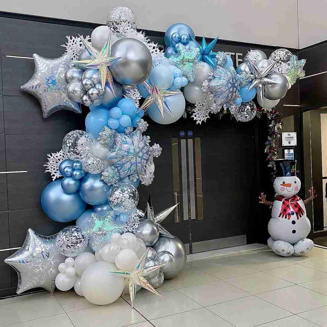 Icy Blue Christmas Balloon Archway