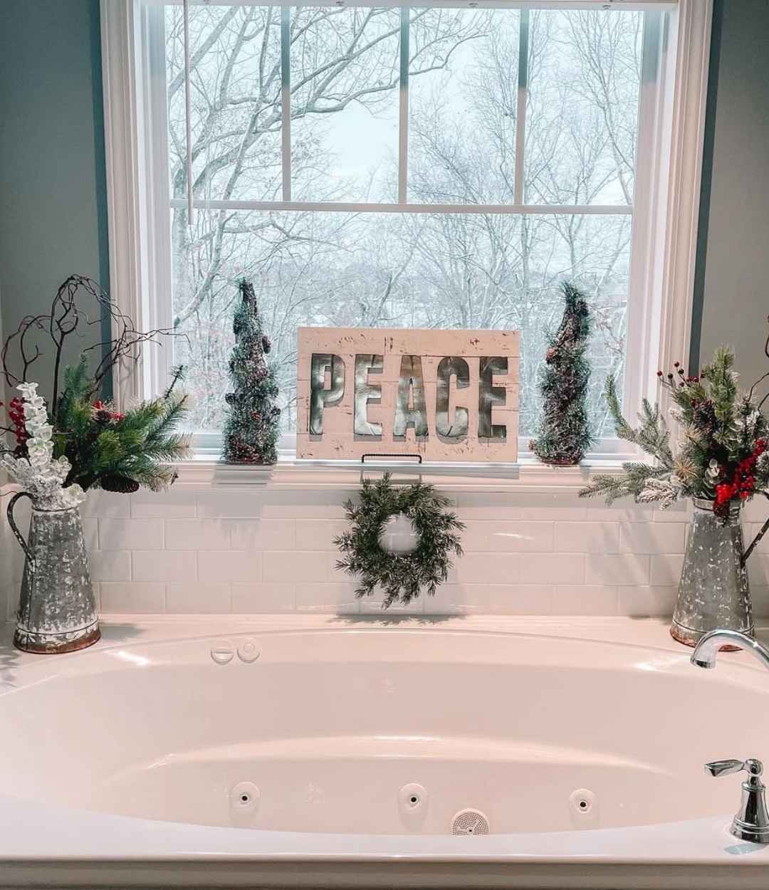 Peaceful Christmas Bathtub Decor