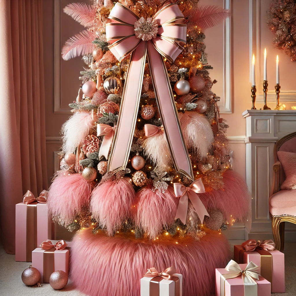 Pink Christmas Tree with Lights