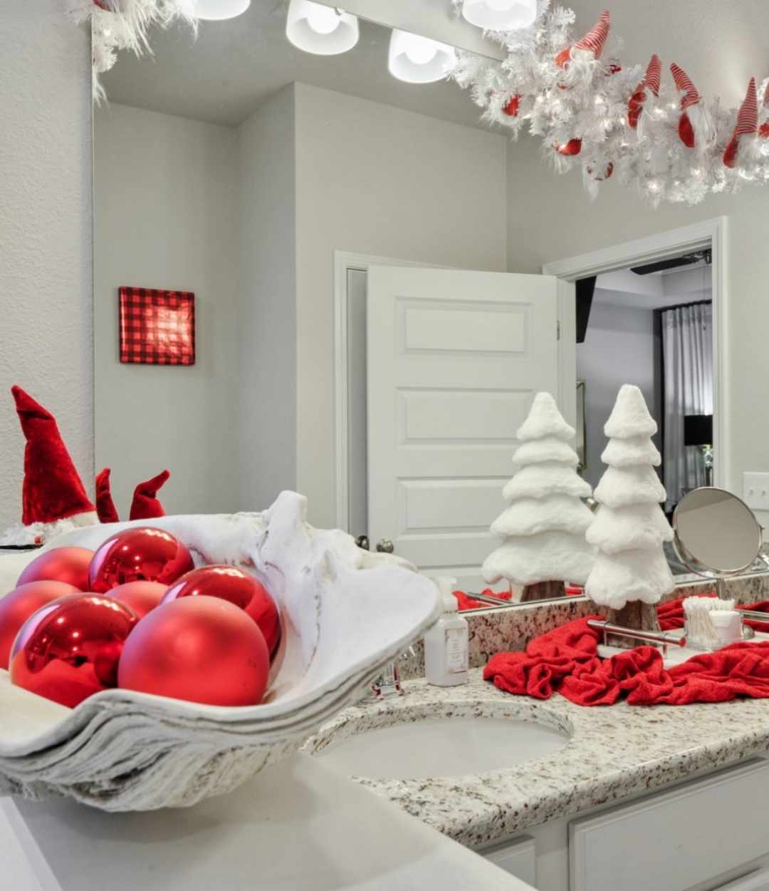 Red and White Christmas Bathroom Decor