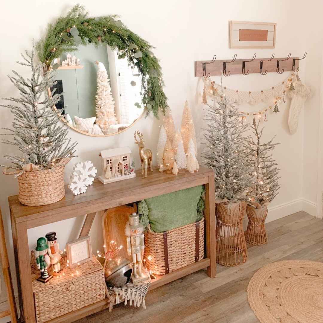 Soft Neutral Christmas Console Corner