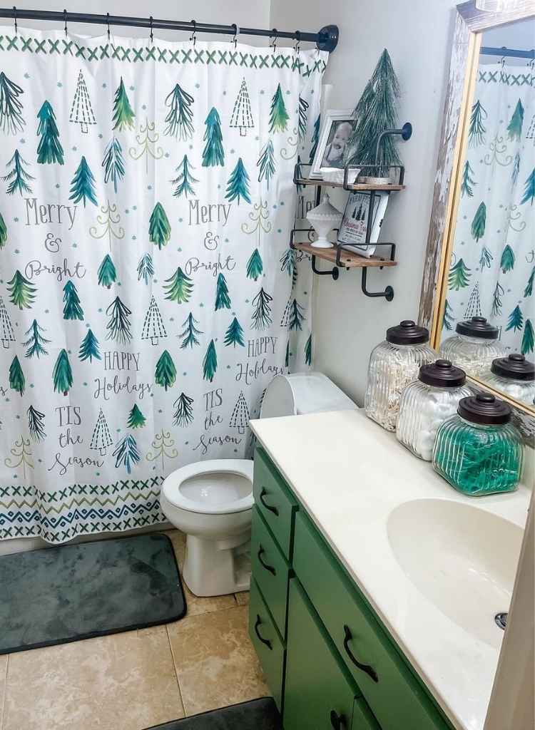 Whimsical Green Christmas Bathroom
