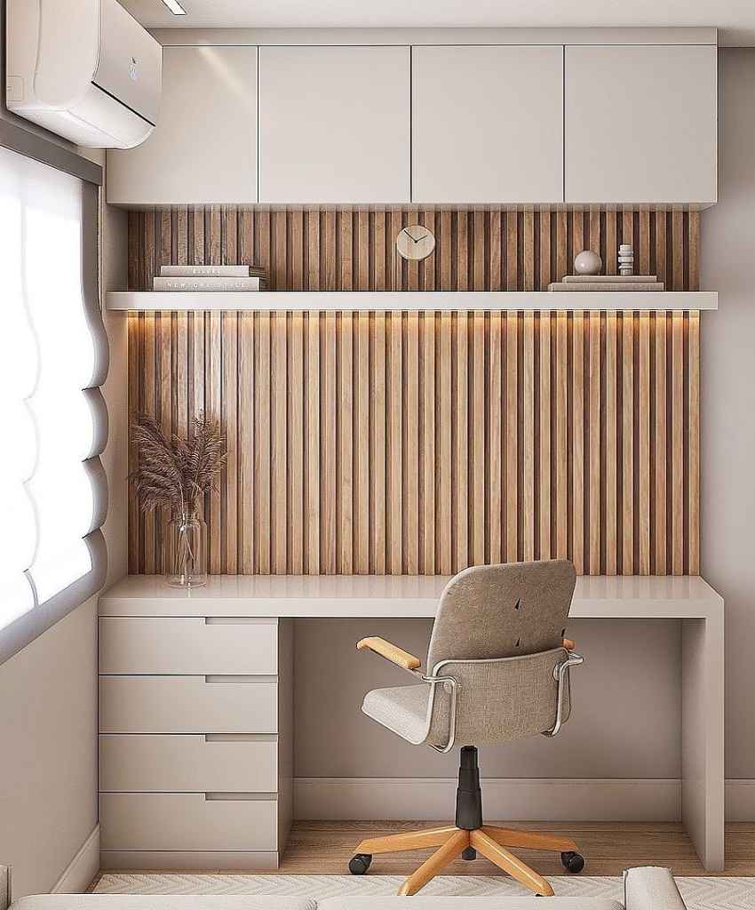 Wood-Accented Modern Home Office