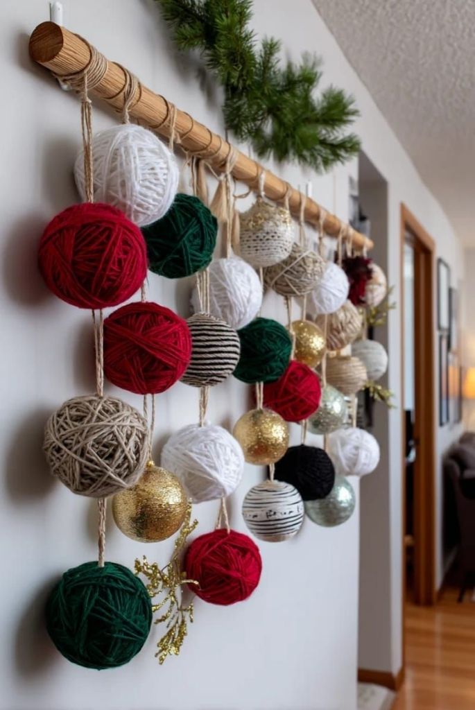Yarn Ball Christmas Wall Hanging