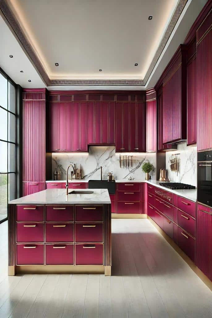 Bold Dark Pink Cabinets