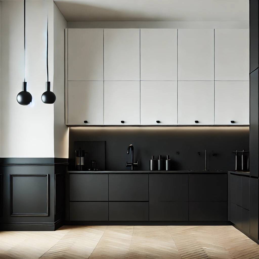 black-and-white kitchen