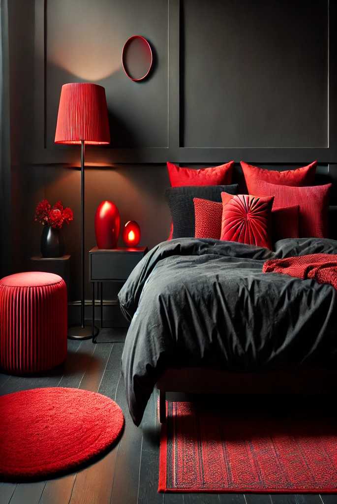 Black Walls with Red Accents