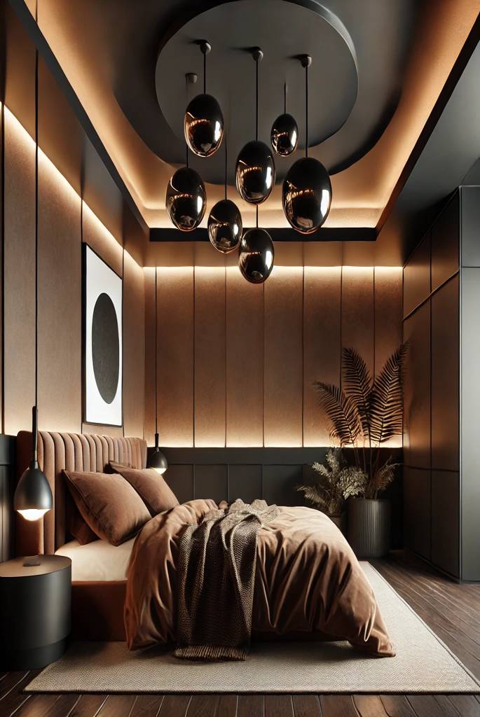 Simple black and brown bedroom