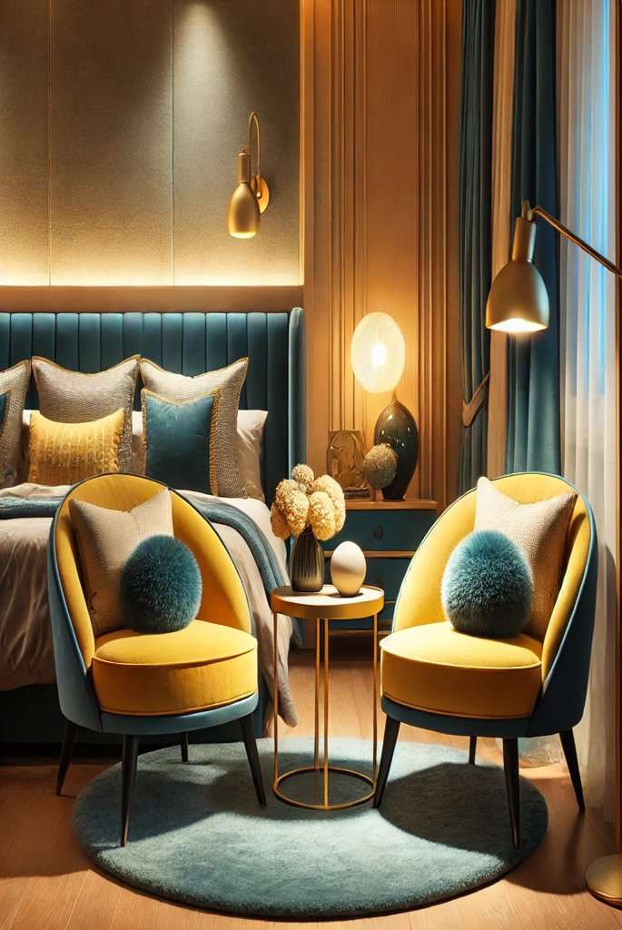 Blue and Yellow Accent Chairs