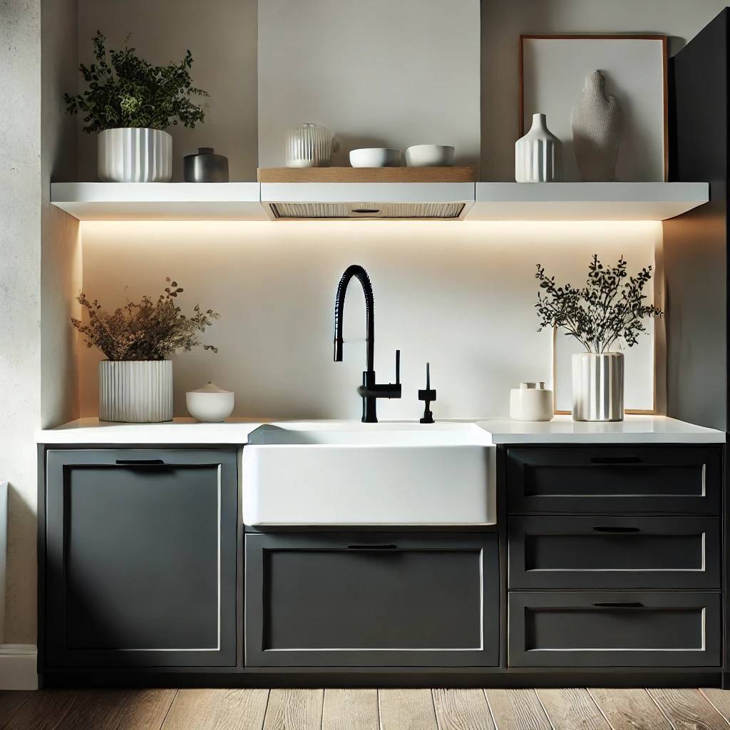 white and black kitchen decor