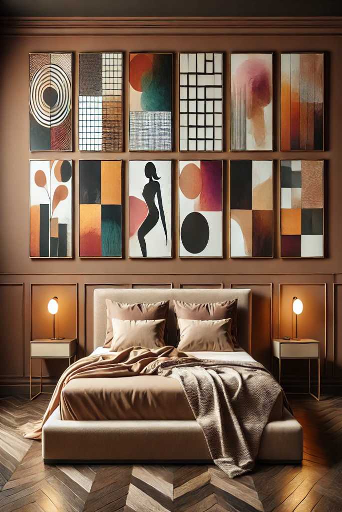 brown bedroom artwork