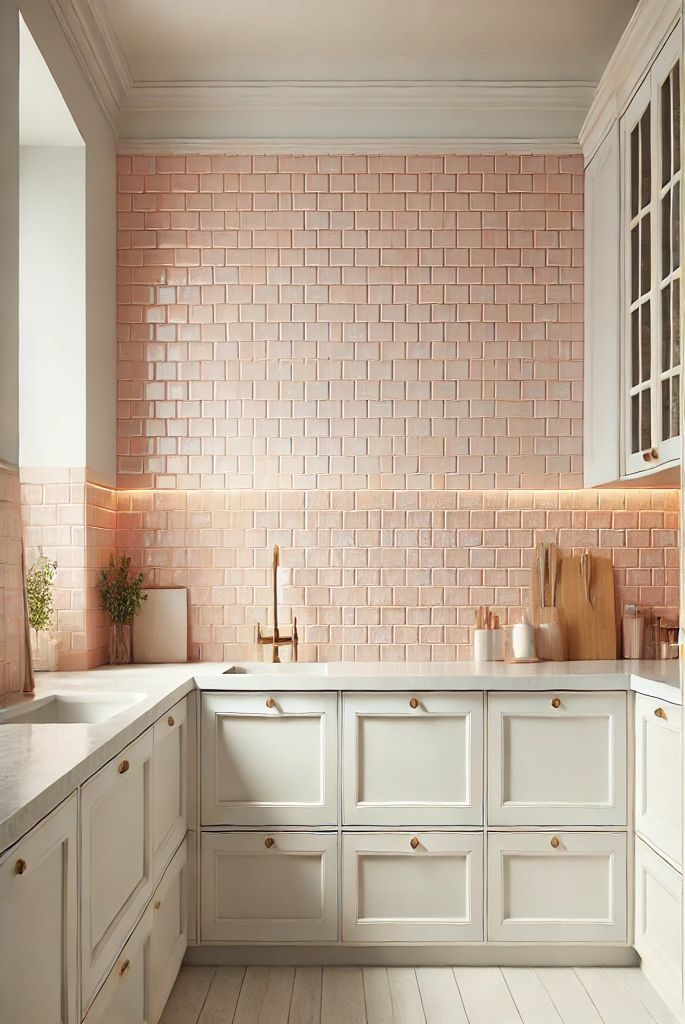 Light Pink Kitchen Backsplash