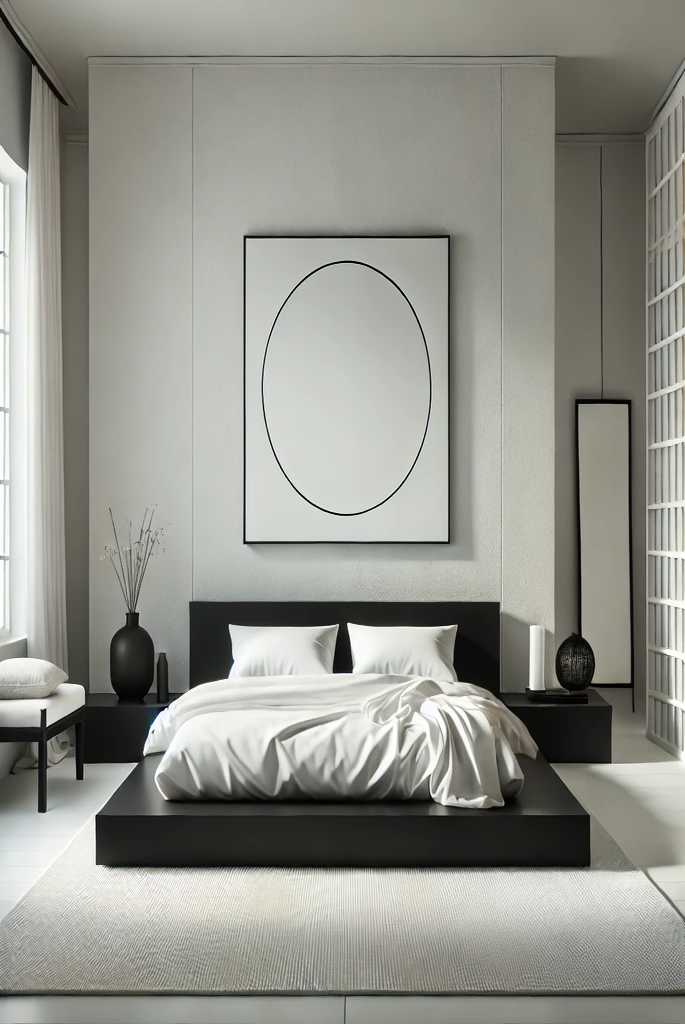 white and black bedroom theme