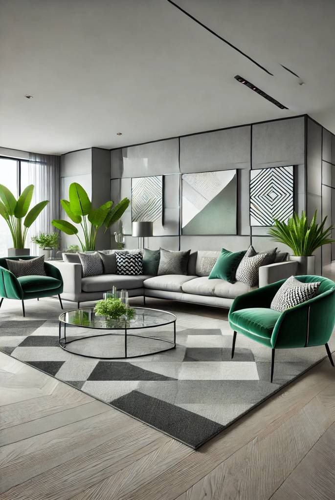 modern grey and green living room furniture