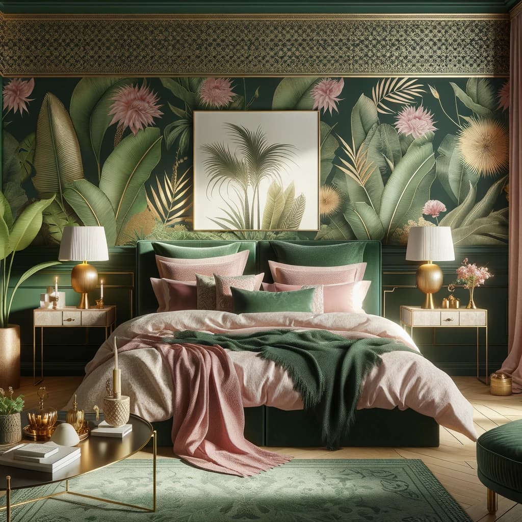 pink and green bedroom