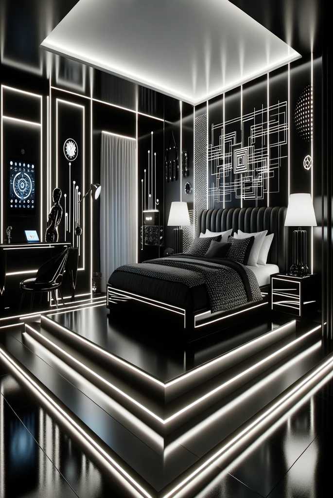 Black and white bedroom design