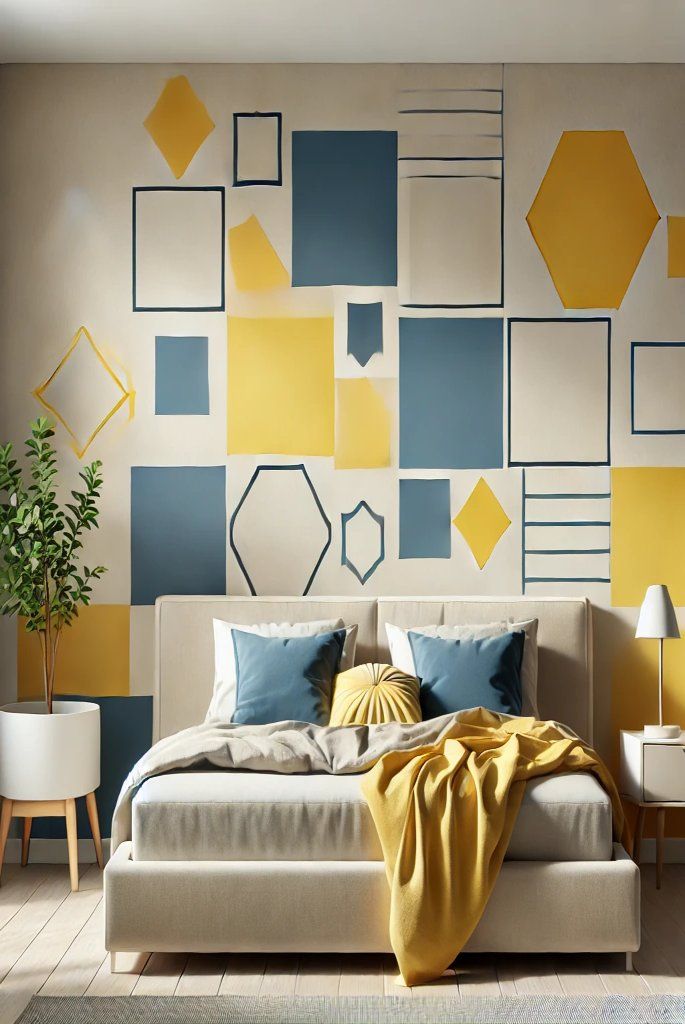  Yellow and Blue Geometric Wall Decals